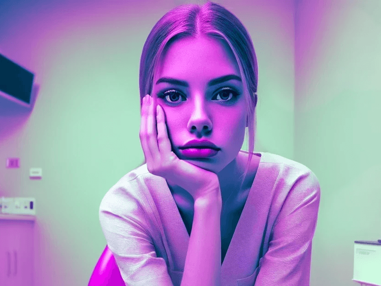 Ilustracja znudzonej asystentki stomatologicznej